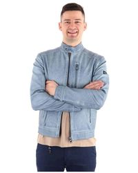 Yes-Zee - Stilvolle blaue lederjacke - Lyst