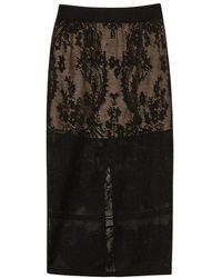 Twinset - Rokken ,Zwart ,Katoen Jacquard Gebreide Midirok Met Voering - Lyst
