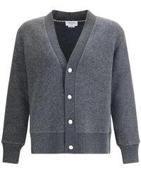 Thom Browne - Woll V-Ausschnitt Cardigan Mit Knopfverschluss - Lyst