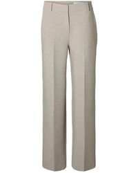 SELECTED - Broeken ,Grijs ,Polyester Slfrita Mw Wide Pant Mel Noos Bukse - Lyst