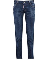 DSquared² - Versleten Straight Leg Jeans Met Logo - Lyst