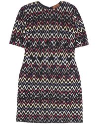 Missoni - Kleedjes ,Veelkleurig ,Polyester Korte Mouw Zigzag Gebreide Jurk - Lyst