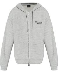 DSquared² - Hoodies & Sweatvesten ,Grijs ,Katoen Hooded Sweatshirt - Lyst