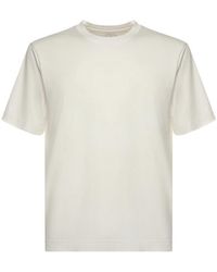 Eleventy - Tops ,Wit ,Katoen T-Shirt Met Ronde Hals - Lyst