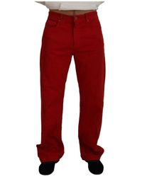 Dolce & Gabbana - Rote baumwoll straight fit denim jeans - Lyst
