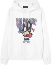 DSquared² - Hoodies & Sweatvesten ,Wit ,Katoen Cool Fit Hoodie Sweatshirt - Lyst