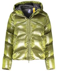 K-Way - Grüne metallic puffer jacke mit kapuze - Lyst