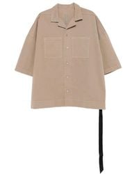Rick Owens - Overhemden ,Katoen Zwarte Overhemd Met Stropdasdetail - Lyst