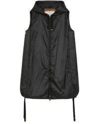 Max Mara - Jassen ,Zwart ,Waterafstotende Canvas Gilet Met Capuchon - Lyst