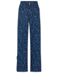 Rabanne - Jeans ,Blauw ,Denim Blauwe Baggy Straight-Leg Jeans Met Banddetails - Lyst