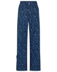 Rabanne - Jeans ,Blauw ,Denim Blauwe Baggy Straight-Leg Jeans Met Banddetails - Lyst