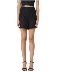 Hanita - Schwarze Spitzen Eyelet Shorts - Lyst