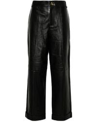 Aeron - Schwarze Leder Cuffed Casual Hose - Lyst