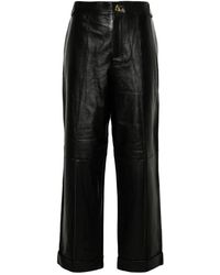 Aeron - Zwarte Leren Manchet Casual Broek - Lyst