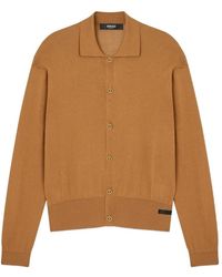 Versace - Zijde-Katoen Gebreide Polo Cardigan - Lyst