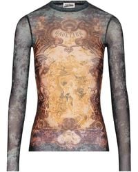 Jean Paul Gaultier - Schwarzes Crewneck-Top Mit-Print - Lyst