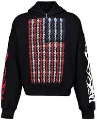 Palm Angels - Hoodies & Sweatvesten ,Veelkleurig ,Katoen Flames Flag Zip Hoodie - Lyst