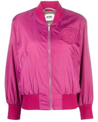 Autry - Jassen ,Roze ,Nylon Logo Bomber Jacket - Lyst