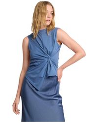 Kocca - Top Zonder Mouwen Met Draperie En Knoop - Lyst