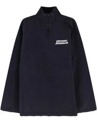 Balenciaga - Truien & Vesten ,Zwart ,Katoen Half-Zip High Neck Sweater - Lyst