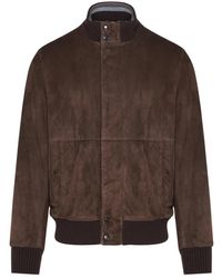 Paul & Shark - Jassen ,Bruin ,Suède Suede Bomberjack Met Zakken - Lyst