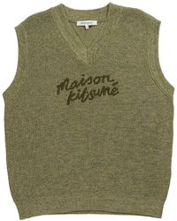 Maison Kitsuné - Handwriting oversize baumwollgilet in khaki - Lyst