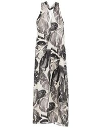 Alysi - V-Neck Print Midi Jurk - Lyst