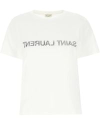 Saint Laurent - Reverse Logo T-shirt - Lyst