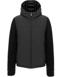 Colmar - Jassen ,Zwart ,Nylon Gewatteerde Jas Met Gebreide Mouwen - Lyst