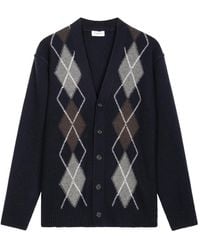 Paolo Pecora - Klassischer Argyle Strickblauer Cardigan - Lyst