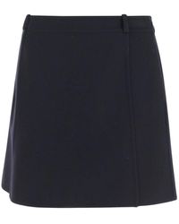 Jil Sander - Marine Wollrock Mit Seitlichem Reißverschluss - Lyst