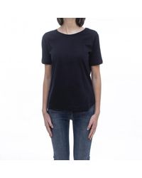 Herno - Tops ,Blauw ,Katoen Marineblauwe T-Shirt Met Ronde Hals - Lyst