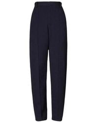 Tory Burch - Marineblaue Wollhose Mit Reißverschluss - Lyst