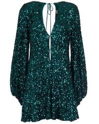 ROTATE BIRGER CHRISTENSEN - Abito mini sfogliato con paillettes - Lyst