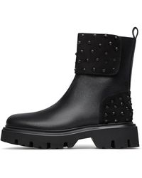 Loriblu - Mit Kristallen Verzierte Combat-Ankle Boots Aus Nappaleder - Lyst