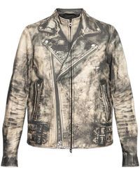 DIESEL - Jassen ,Leer L-Tad-Print Leren Jas - Lyst