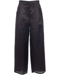 Max Mara - Ramie Straight Leg Hose Mit Französischen Taschen - Lyst