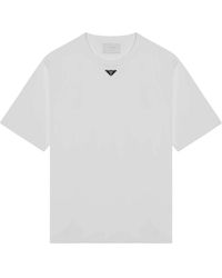 Prada - Triangle Logo Cotton T-Shirt - Lyst