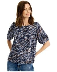 iN FRONT - Blaue Lucette Bluse Mit 1/2 Ärmeln - Lyst