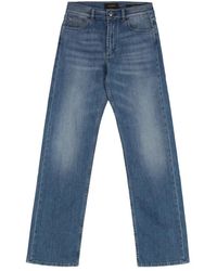 Moorer - Straight Leg Jeans Mit Lederlogo - Lyst