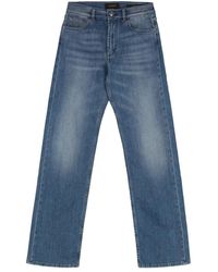 Moorer - Straight Leg Jeans Mit Lederlogo - Lyst