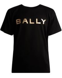 Bally - Schwarzes t-shirt mit metallic-logo - Lyst