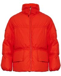 Moncler - Jassen ,Rood ,Katoen High-Neck Puffer Jacket - Lyst