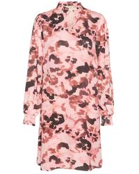 Cream - Rosa smock-kleid mit v-ausschnitt - Lyst