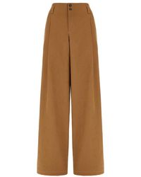 Chloé - Broeken ,Bruin ,Katoen Mosterd Bruine Wijde Pijp Broek - Lyst