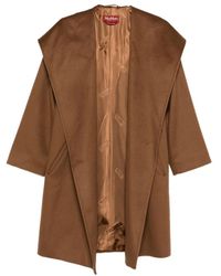 Max Mara - Brauner Wollmantel Mit Gürtel - Lyst