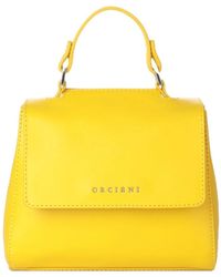 Orciani - Gelbe lederhandtasche mit abnehmbarem riemen - Lyst