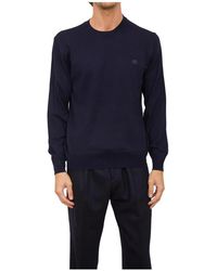 Etro - Hoodies & Sweatvesten ,Blauw ,Wol Gebreide Trui Met Ronde Hals - Lyst