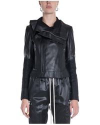 Rick Owens Larry Leather Biker Jacket - Zwart