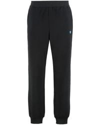 Versace - Broeken ,Zwart ,Katoen Katoenen Trainingsbroek Met Geribbelde Boorden - Lyst